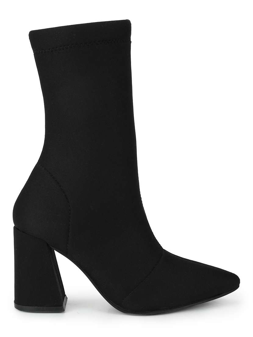 black canvas calf  boots - 18076002 -  Standard Image - 1