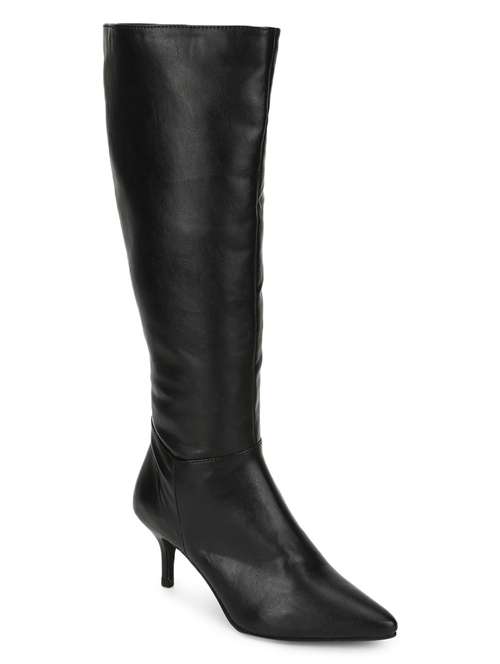 black pu knee length  boots - 18076004 -  Standard Image - 0