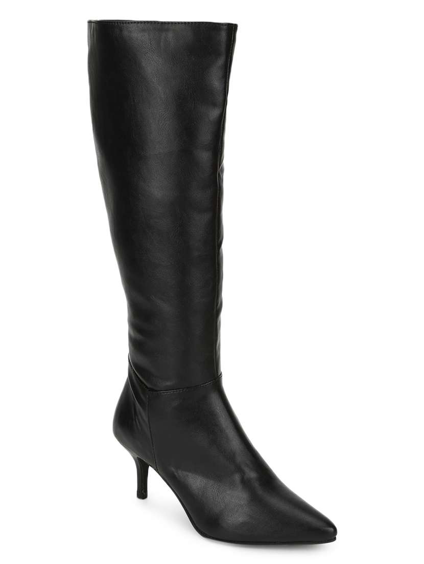 black pu knee length  boots - 18076004 -  Zoom Image - 0