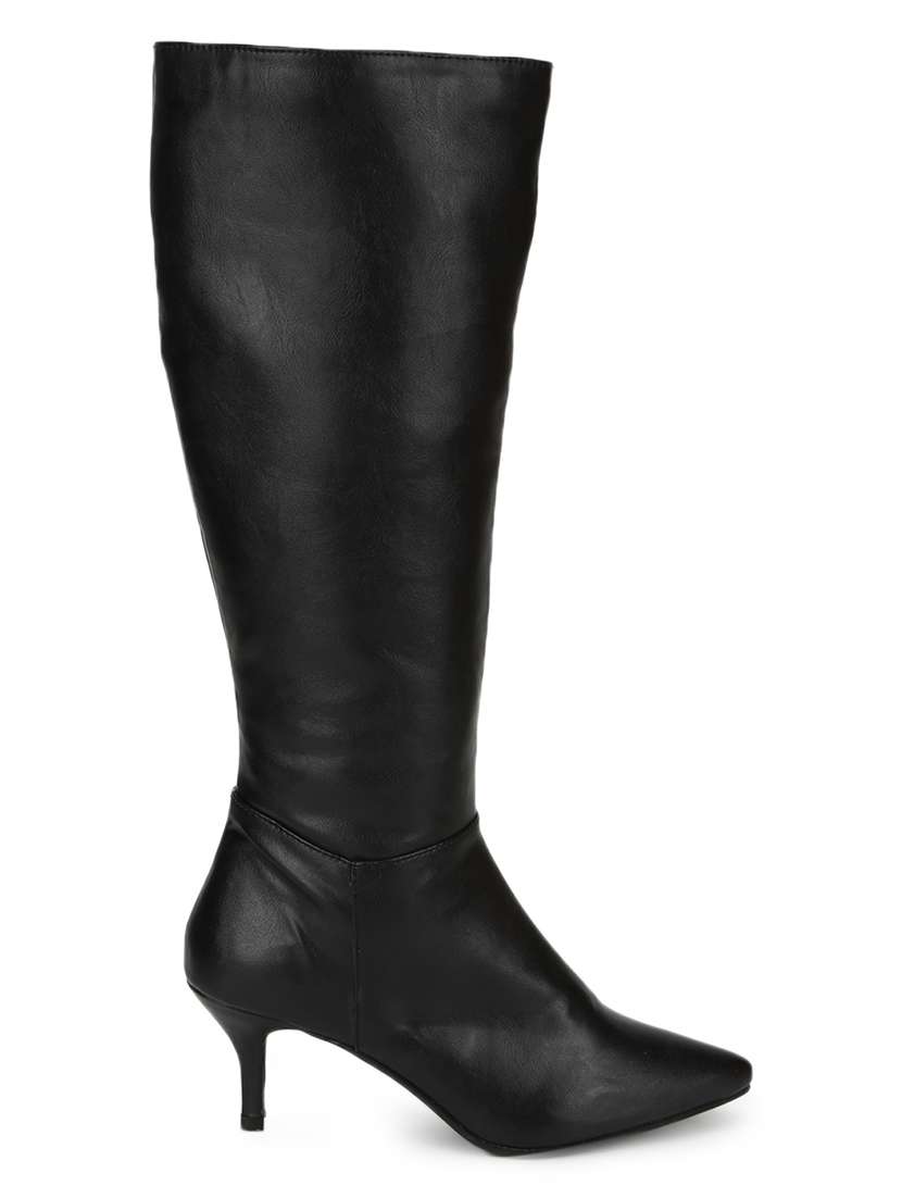 black pu knee length boots - 18076004 - Standard Image - 1