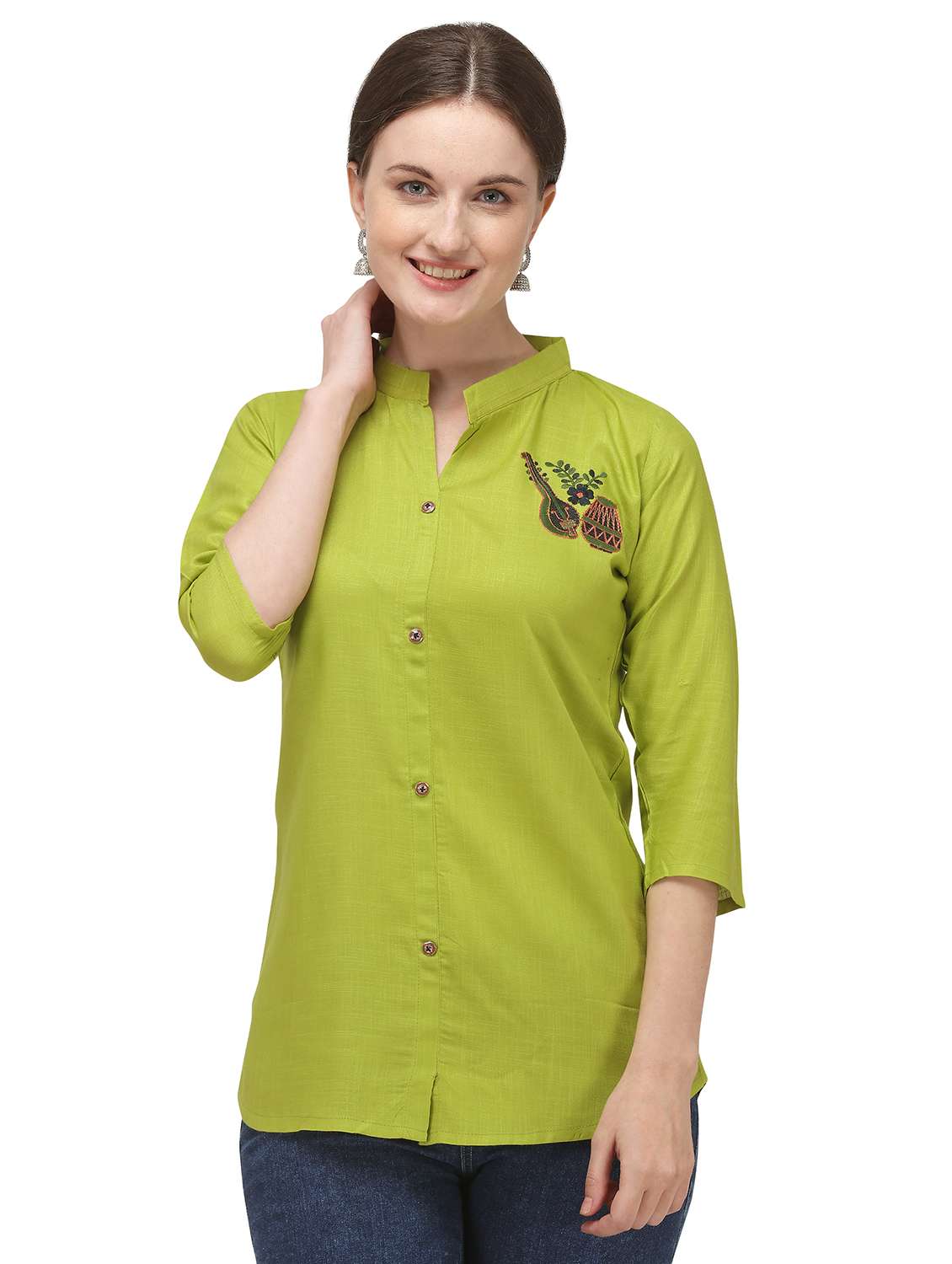 green rayon regular tunic