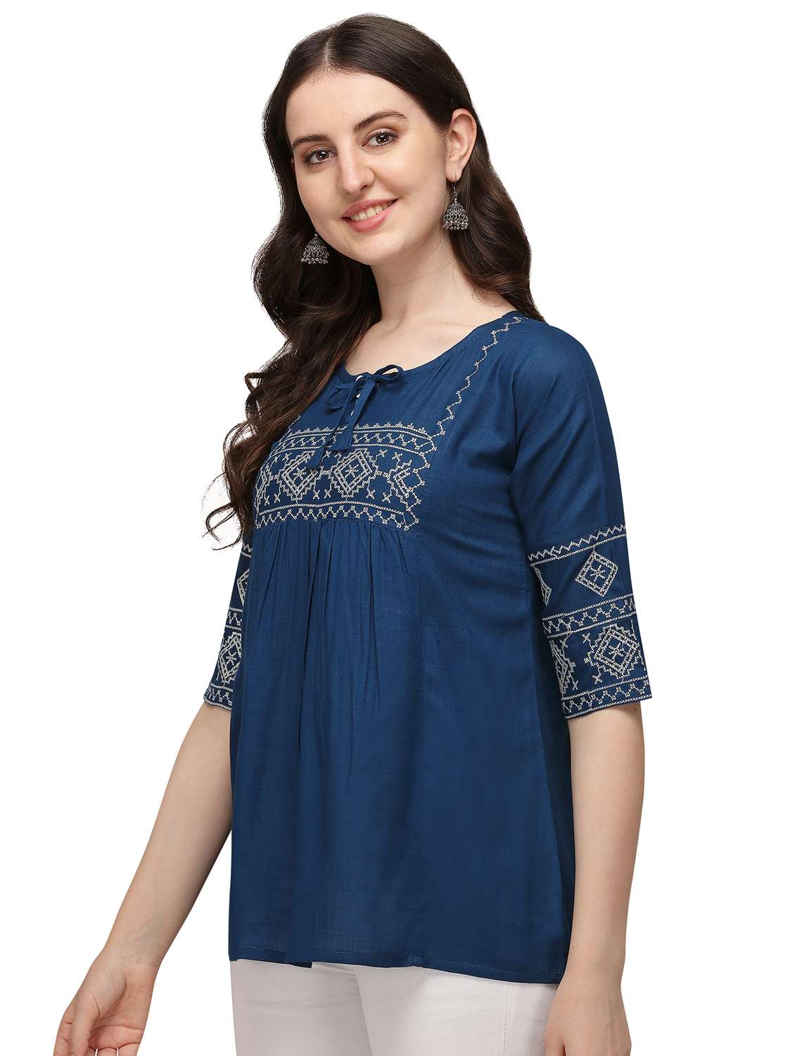 blue rayon regular tunic - 18076044 -  Standard Image - 1
