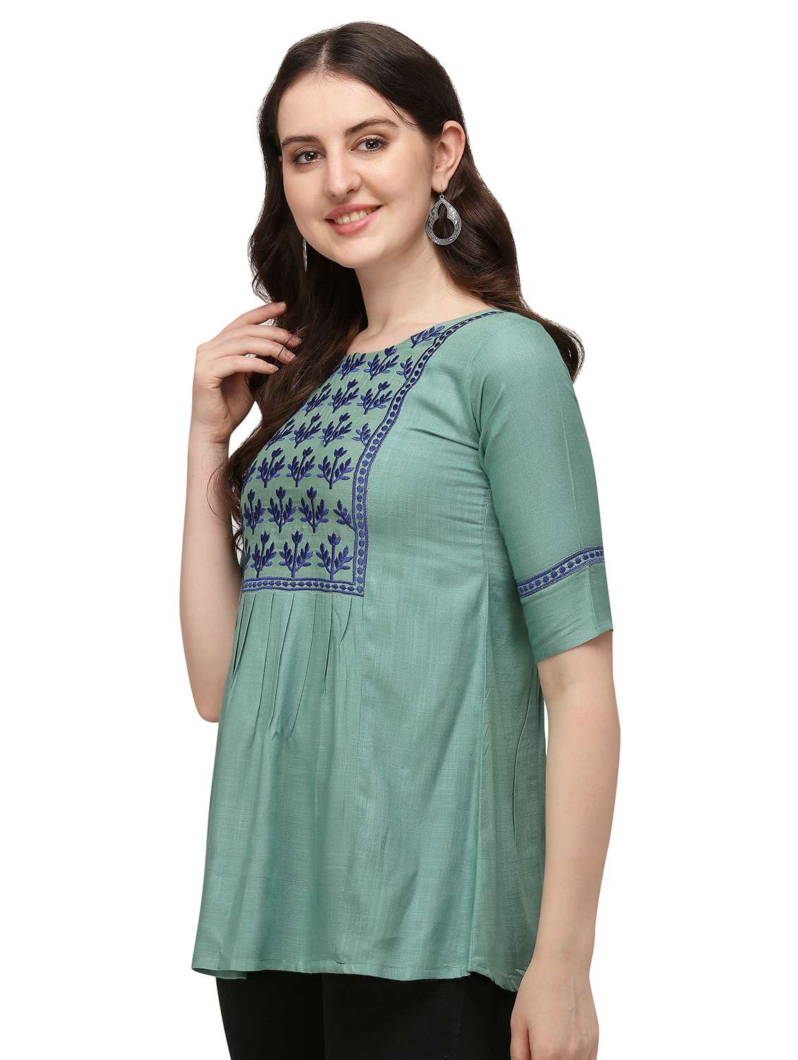 light blue rayon regular tunic - 18076046 -  Standard Image - 1