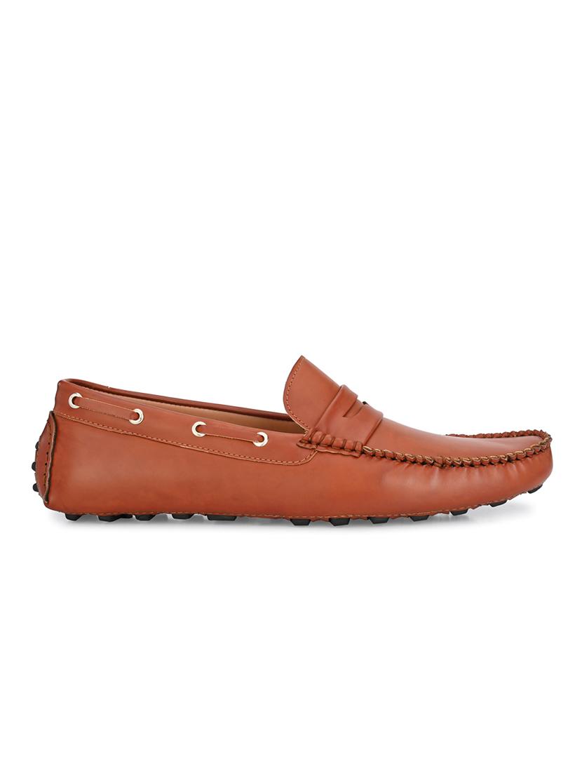 tan synthetic slip on loafers - 18076193 - Standard Image - 1