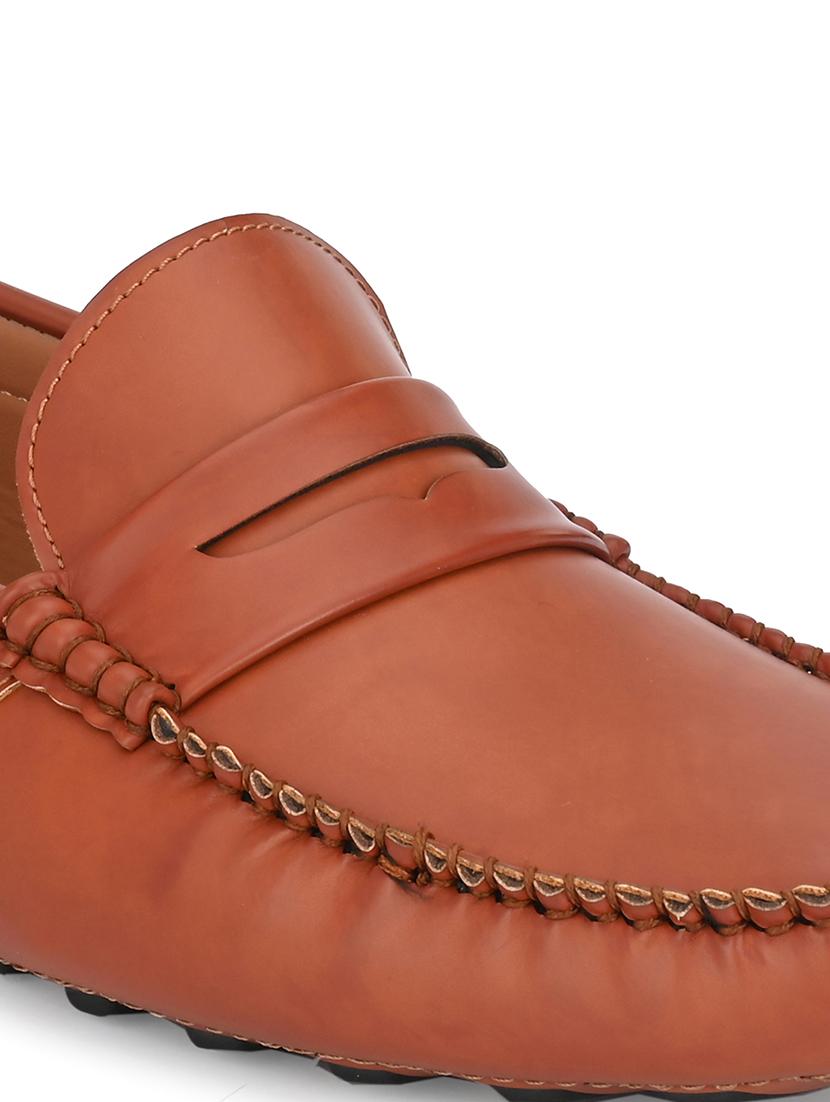 tan synthetic slip on loafers - 18076193 - Standard Image - 4