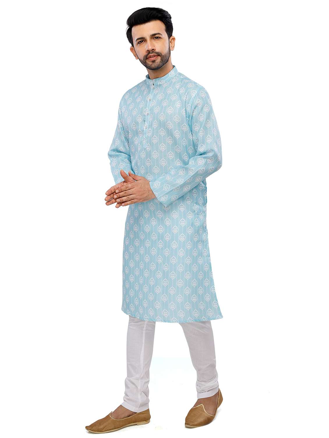 printed kurta pyjama ethnic wear set - 18076648 - Standard Image - 1
