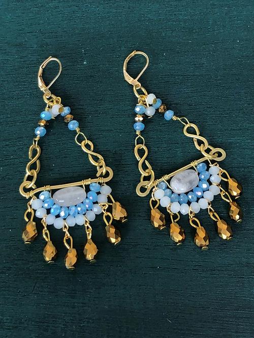 multi brass drop earring - 18077152 - Standard Image - 0
