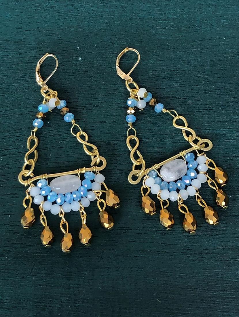 multi brass drop earring - 18077152 - Zoom Image - 0
