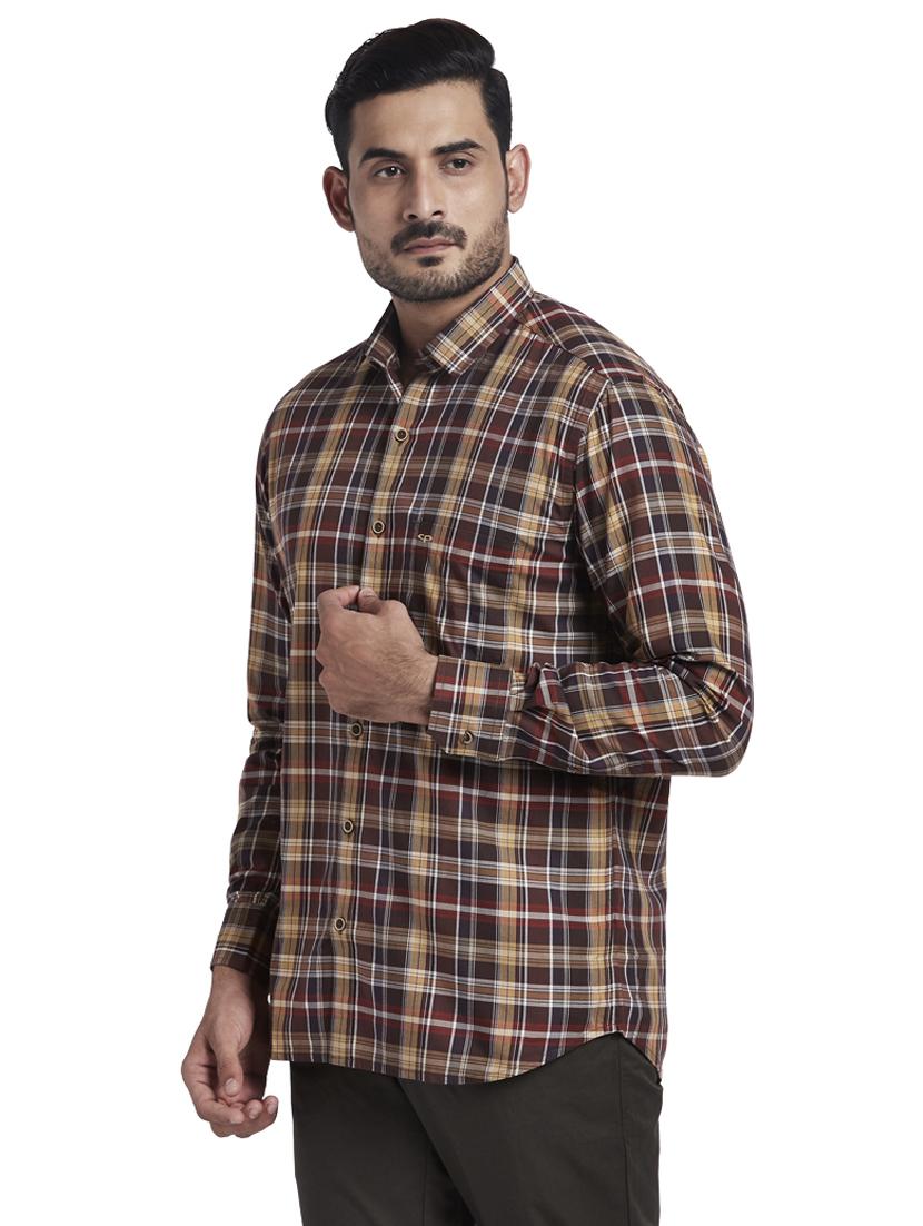 maroon checkered casual shirt - 18077617 - Standard Image - 1