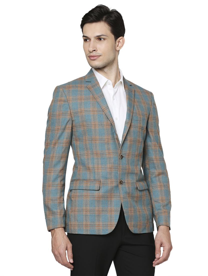 teal checkered formal blazer - 18078135 - Standard Image - 1