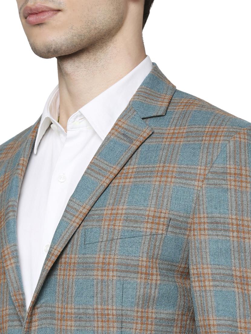 teal checkered formal blazer - 18078135 - Standard Image - 4