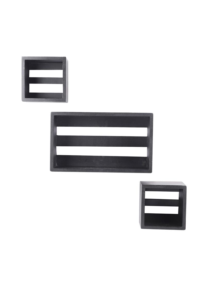 home sparkle wall mount floating wall shelves bed room, living room, office, restaurant, home décor set of 3 (black) - 18078274 - Standard Image - 1