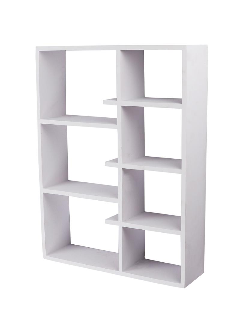 home sparkle engineered wood multipurpose seven partition compartment wall shelf rack (black) - 18078286 - Standard Image - 1