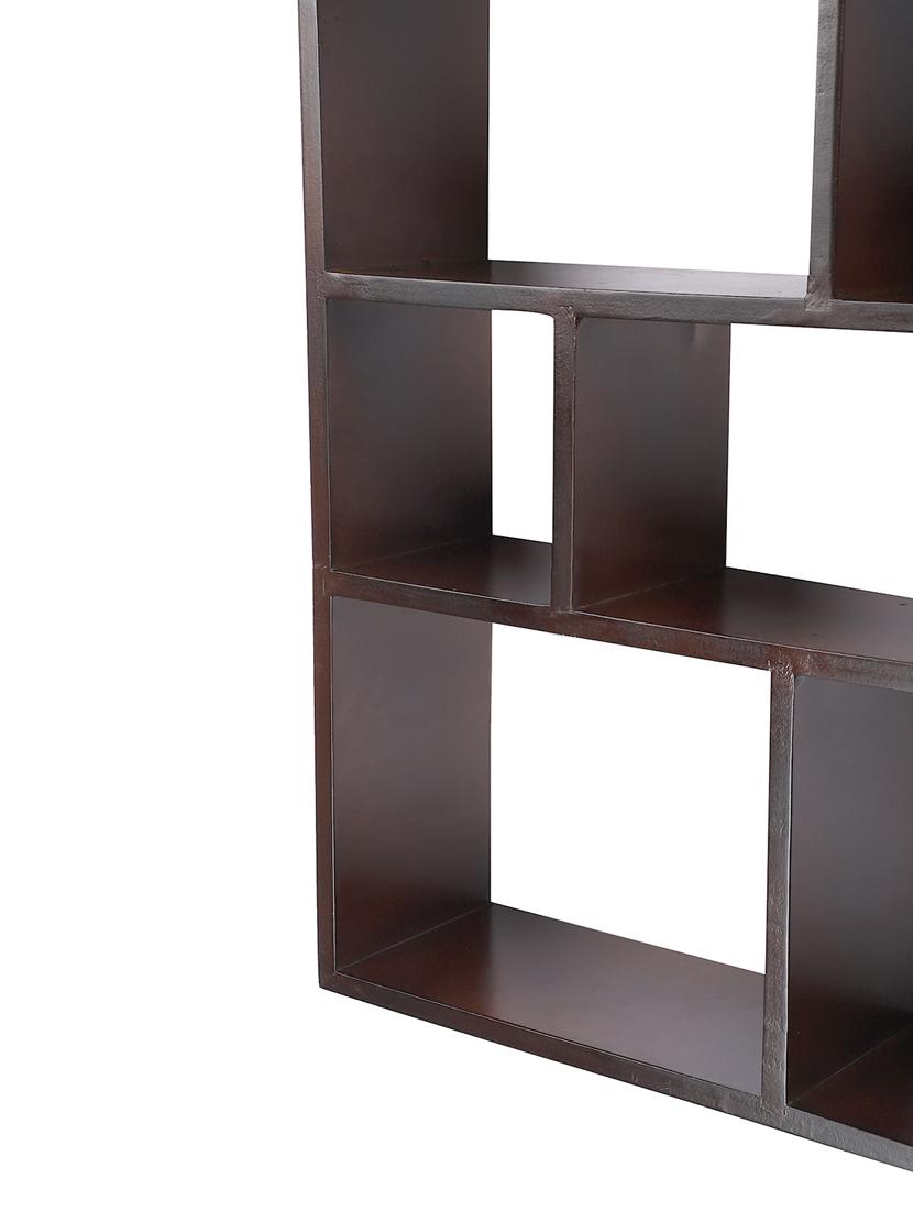 home sparkle engineered wood multipurpose eight partition compartment wall shelf rack (black) - 18078290 - Standard Image - 4