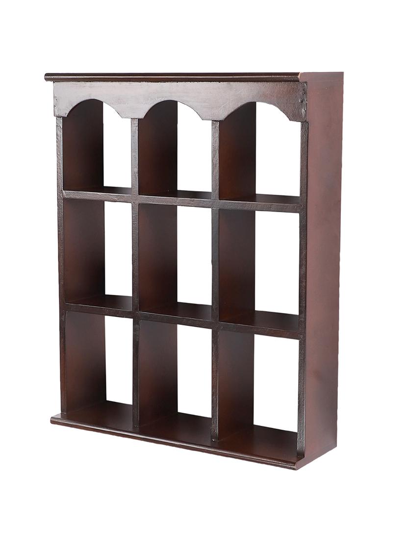 home sparkle engineered wood multipurpose nine partition compartment wall shelf rack (black) - 18078295 - Standard Image - 1