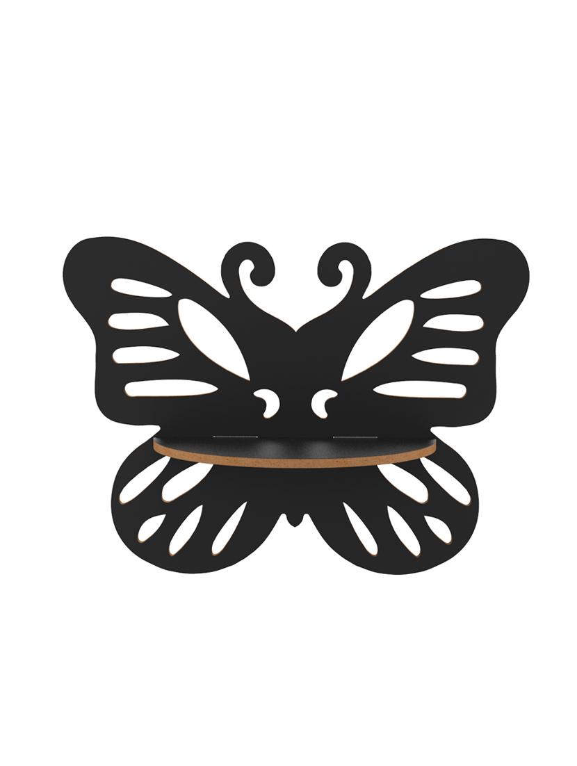 home sparkle butterfly shaped wall shelf mdf wall shelf rack wall mounted floating shelves (dark brown) - 18078312 -  Standard Image - 1