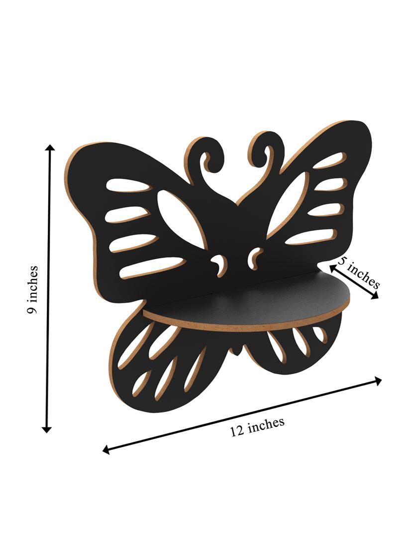 home sparkle butterfly shaped wall shelf mdf wall shelf rack wall mounted floating shelves (dark brown) - 18078312 - Standard Image - 4