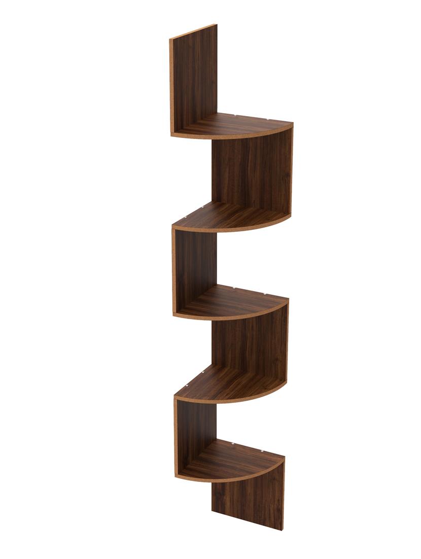home sparkle wooden zig zag wall shelves corner shelf for living room (dark brown) - 18078314 - Standard Image - 1
