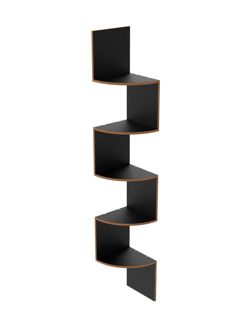 home sparkle wooden zig zag wall shelves corner shelf for living room (dark brown) - 18078316 -  Standard Image - 1
