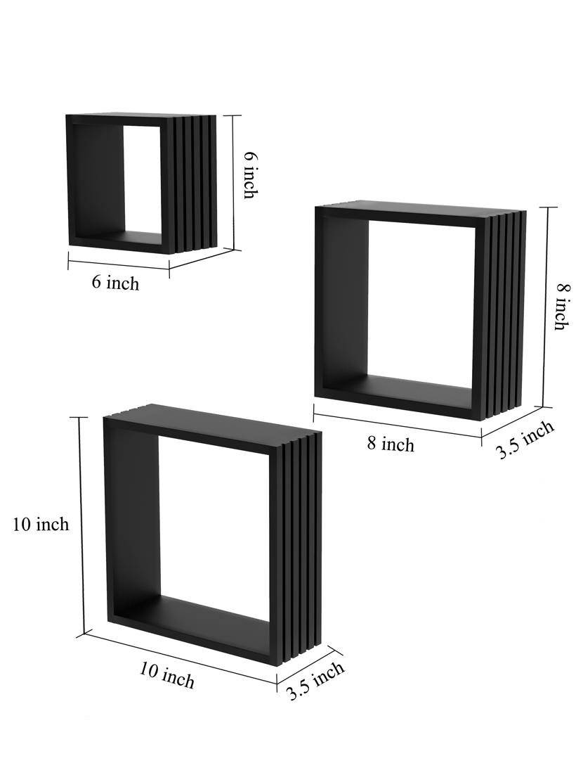 home sparkle louvers design wall mounted floating shelves for living room, bedroom set of 3(black) - 18078318 - Standard Image - 4