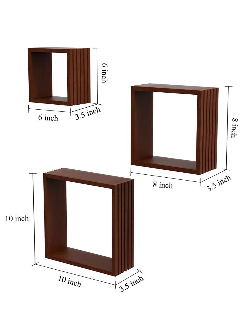 home sparkle louvers design wall mounted floating shelves for living room, bedroom set of 3(black) - 18078319 -  Standard Image - 4