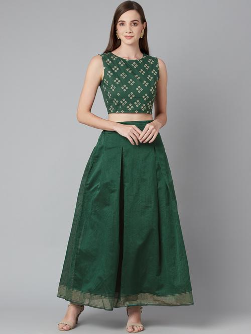 green cotton skirt top  set - 18079725 -  Standard Image - 0