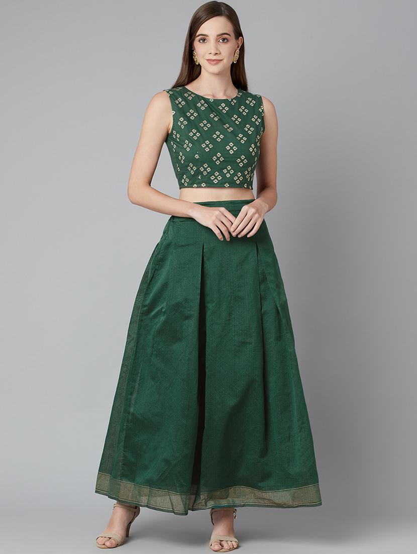 green cotton skirt top  set - 18079725 -  Zoom Image - 0