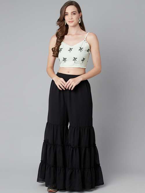 white embroidered top and sharara set - 18079727 - Standard Image - 0