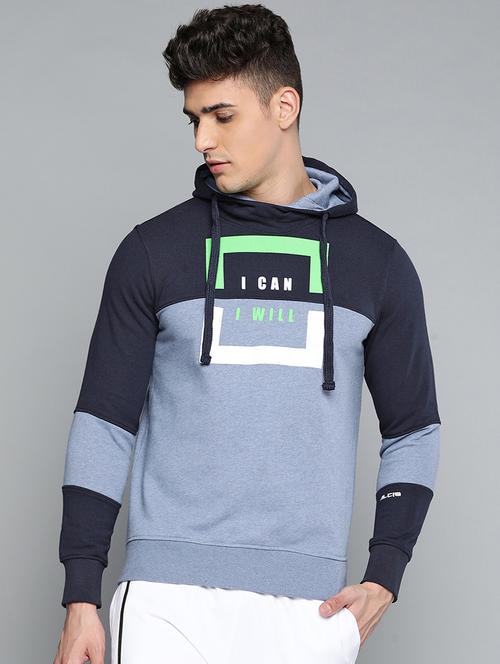 blue chest-printed color blocked sweatshirt - 18079750 -  Standard Image - 0