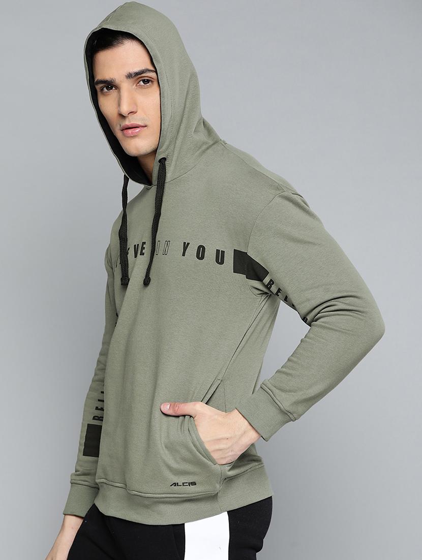 taupe chest-printed hooded sweatshirt - 18079751 -  Standard Image - 1
