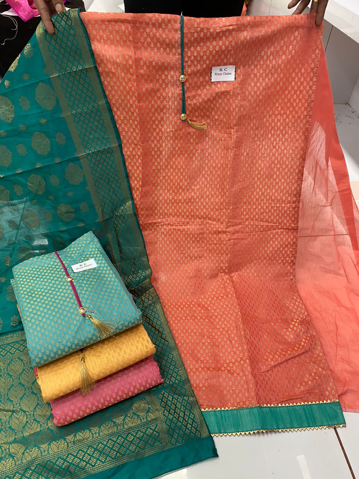 free size banarasi chanderi with banarasi - 18079781 - Standard Image - 1