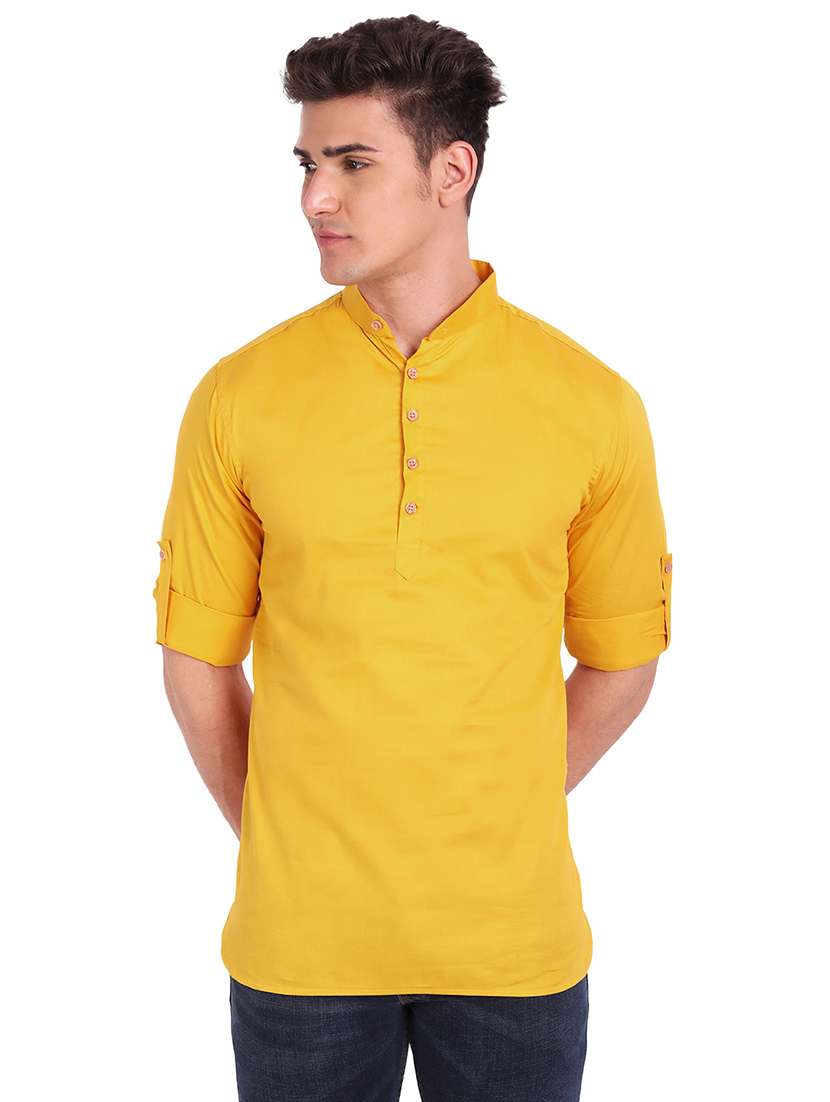 mustard solid kurta