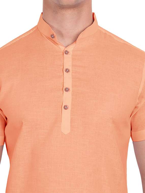 orange solid short kurta  - 18079863 -  Standard Image - 4