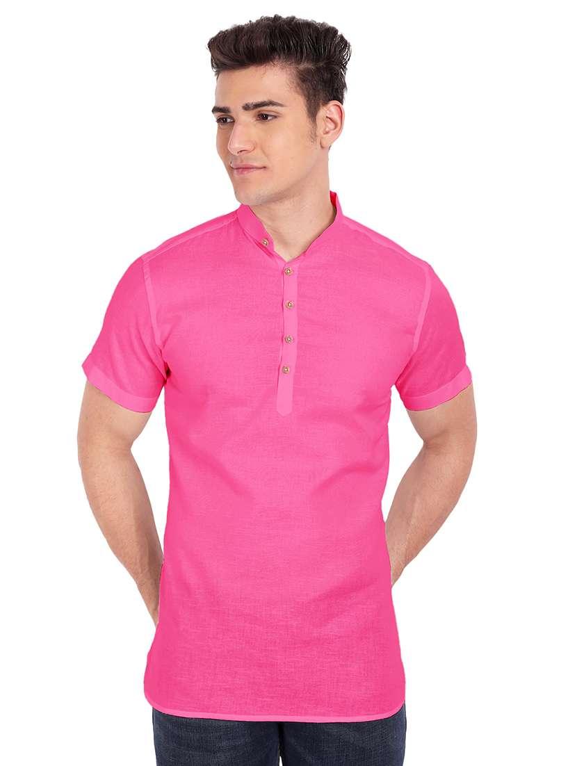 pink solid short kurta