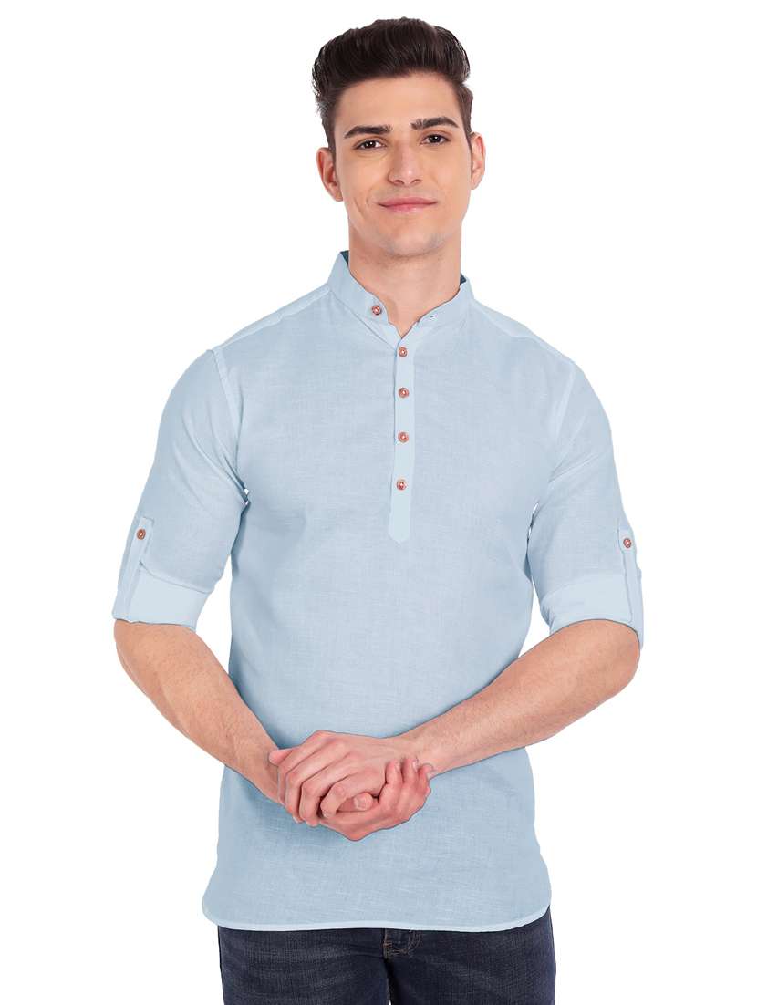 light blue solid short kurta