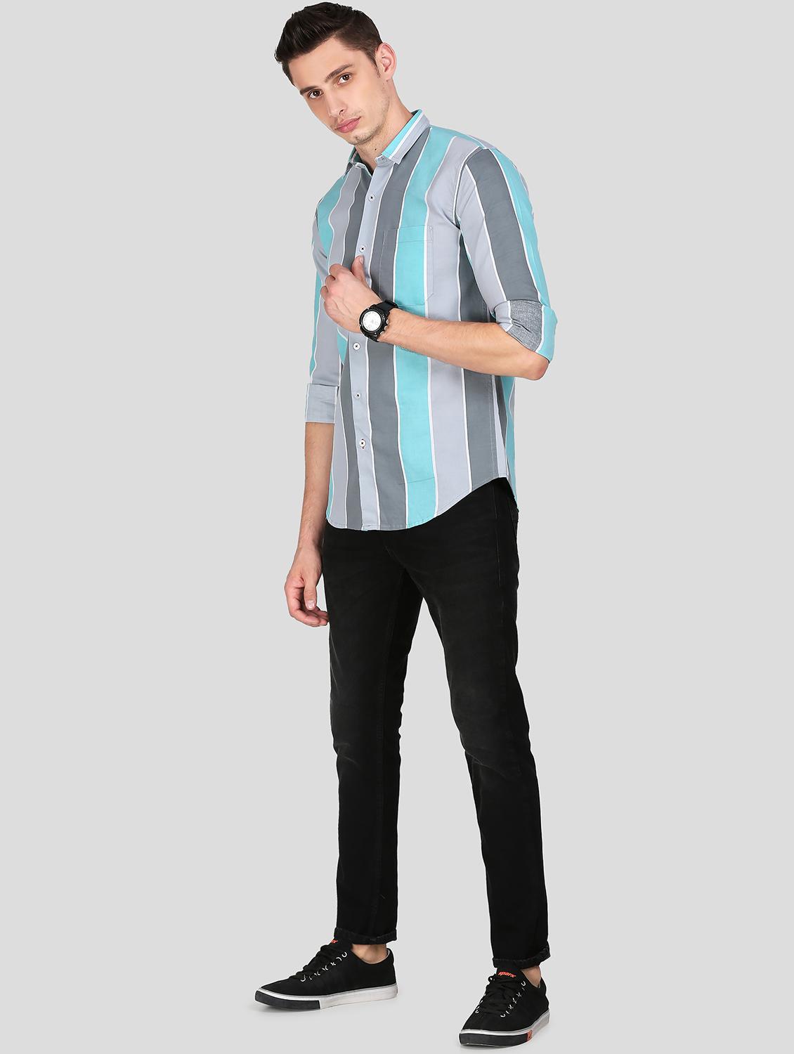 blue stripes casual shirt - 18079958 - Standard Image - 4