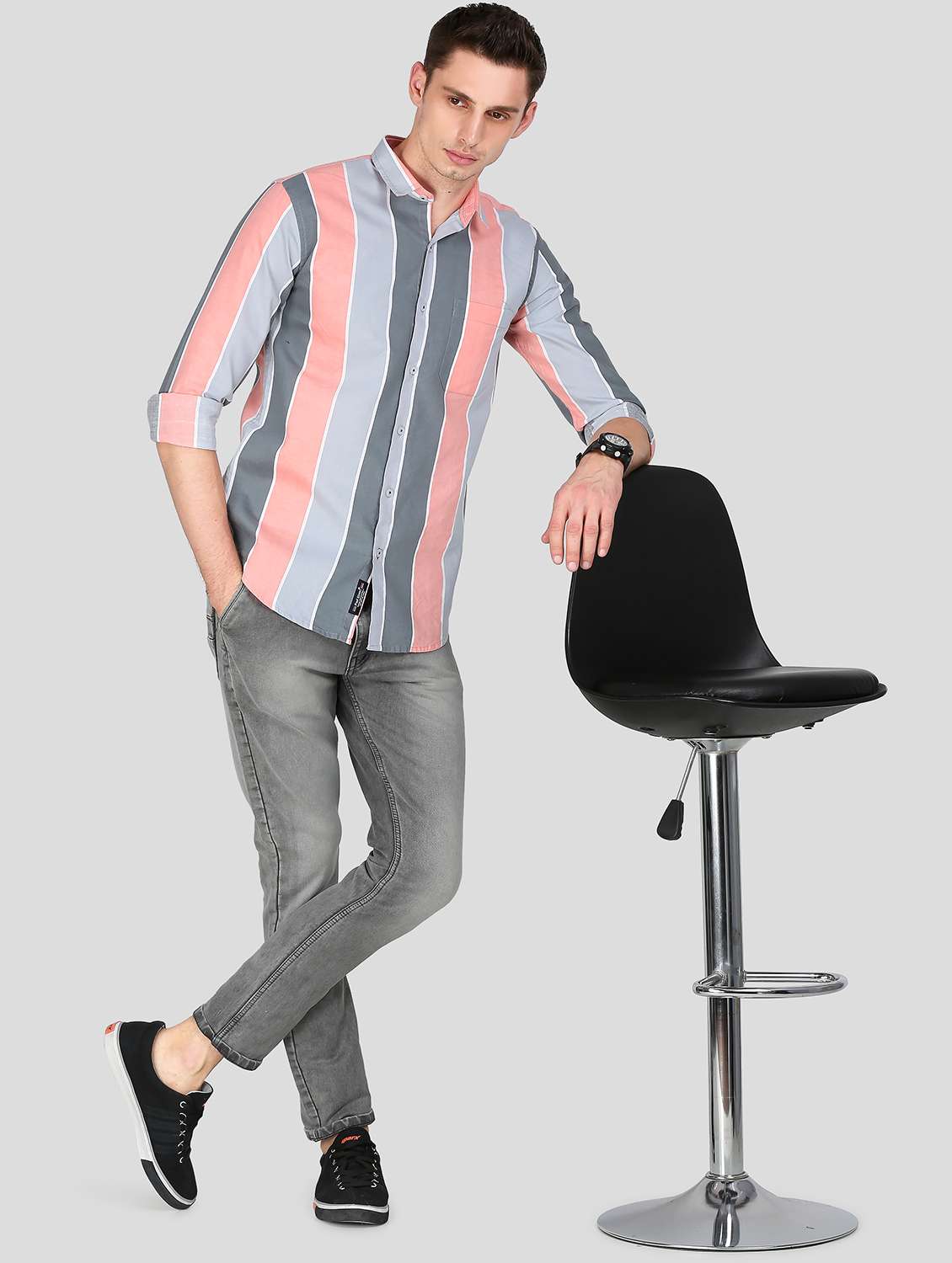 pink stripe casual shirt - 18079960 - Standard Image - 4