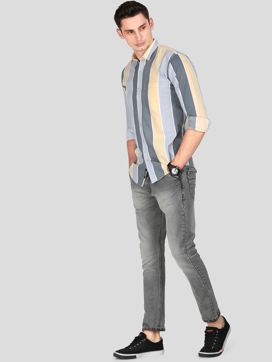 yellow stripe casual shirt - 18079961 - Standard Image - 4