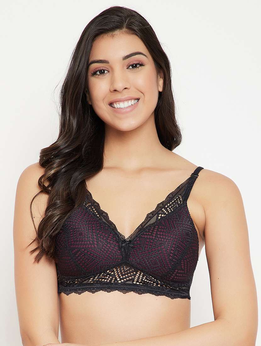 black lace plunge bra
