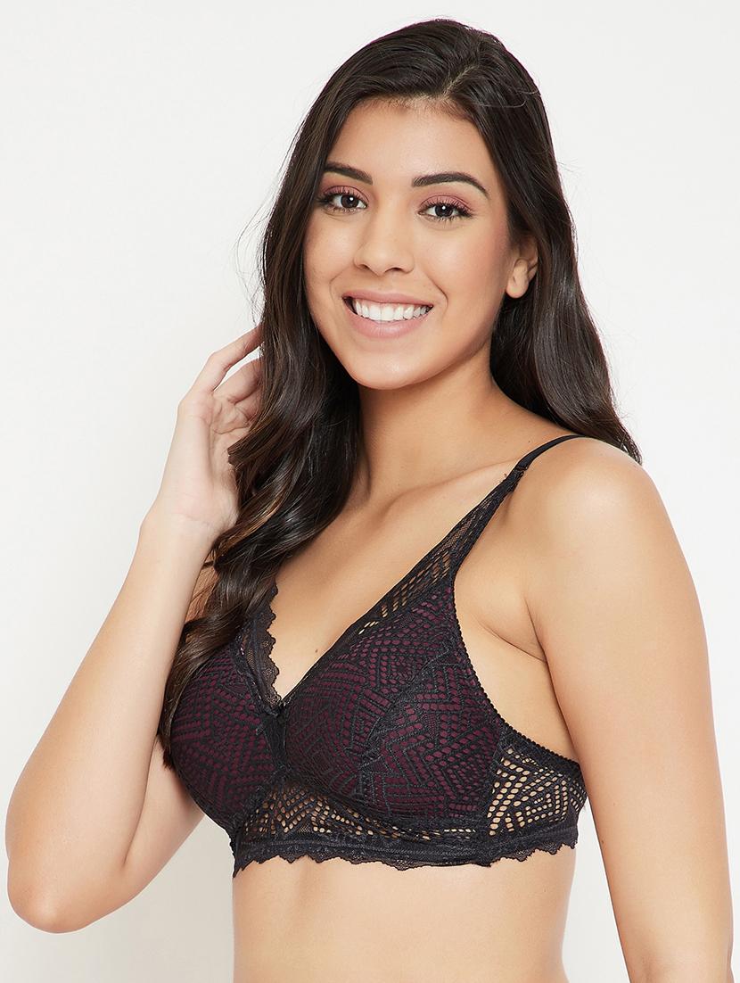 black lace plunge bra - 18080238 - Standard Image - 1