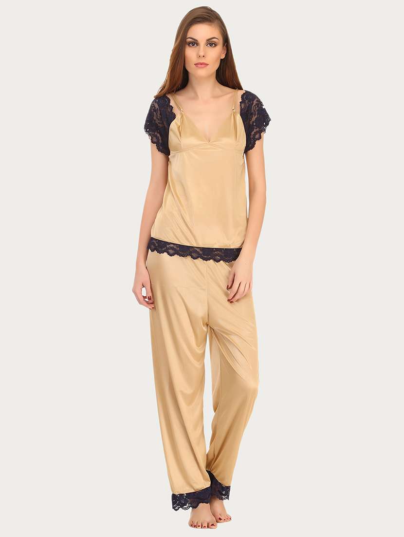 beige solid sleepwear robe set - 18080757 - Standard Image - 4