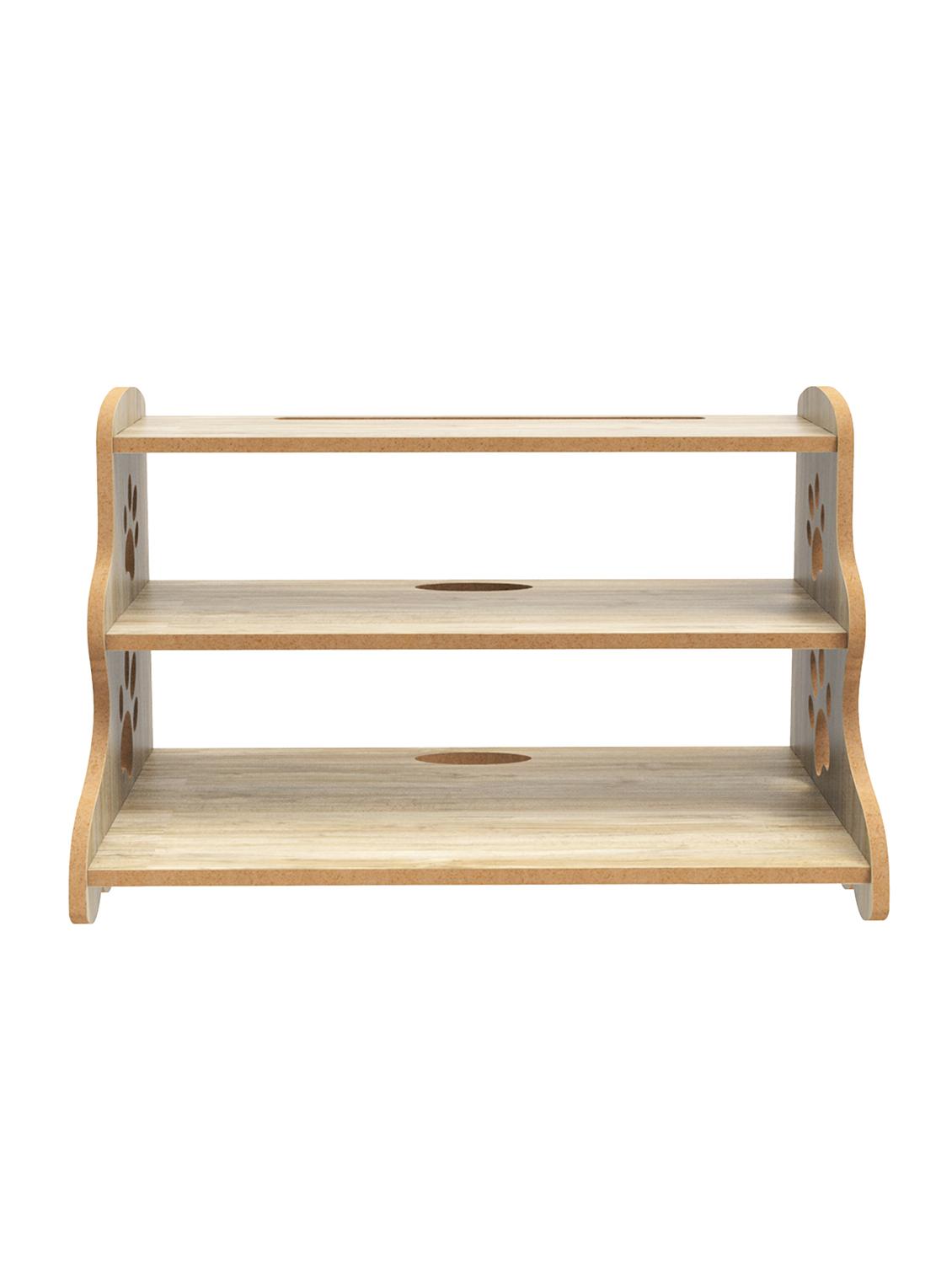 home sparkle mdf wall shelve | wall mounted floating 3 tier wall shelf / set top box holder (dark brown) - 18080944 -  Standard Image - 1