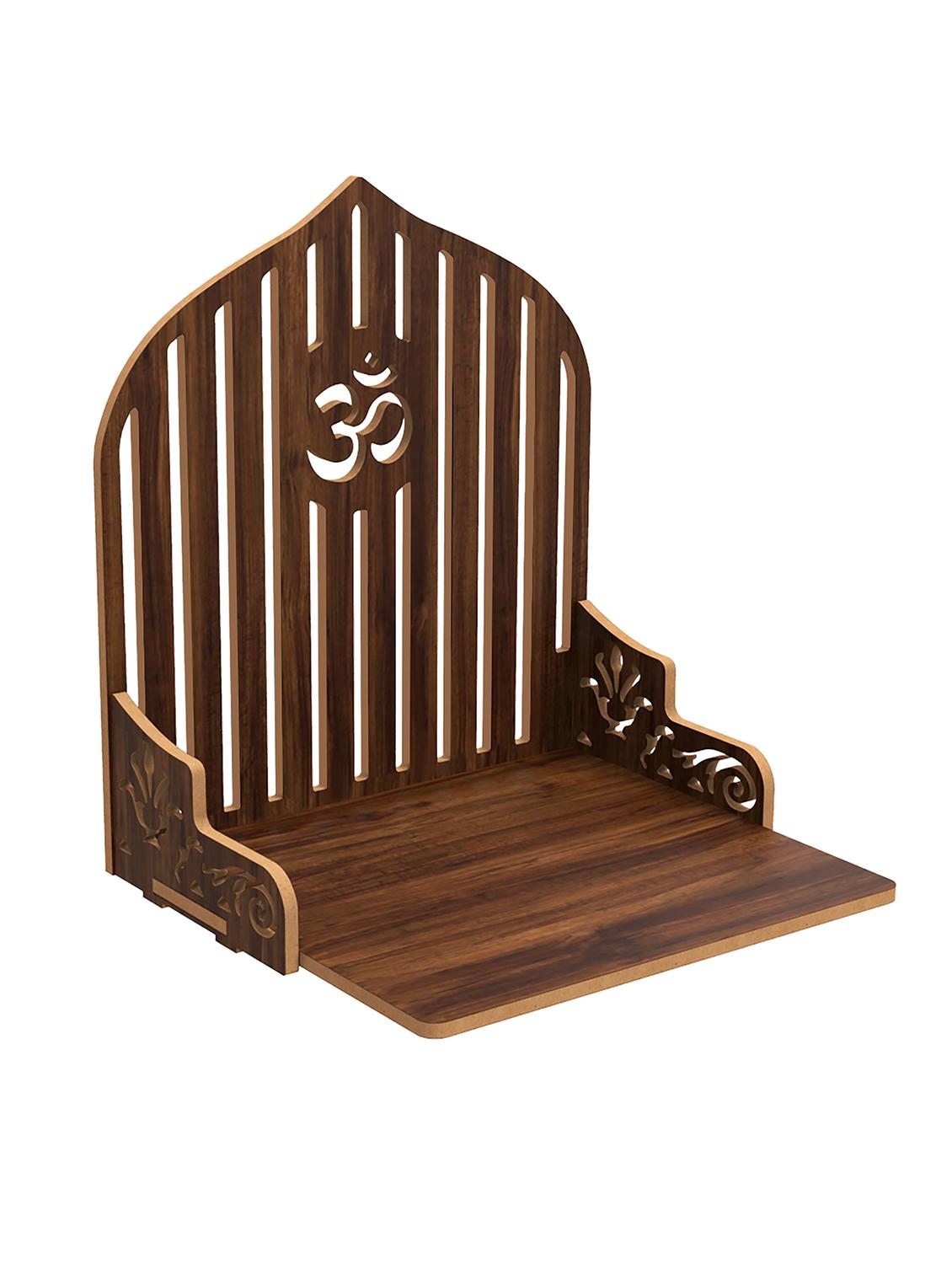 home sparkle engineered wood mandir om wall hanging | wall mounted floating shelf (dark brown) - 18080947 - Standard Image - 1