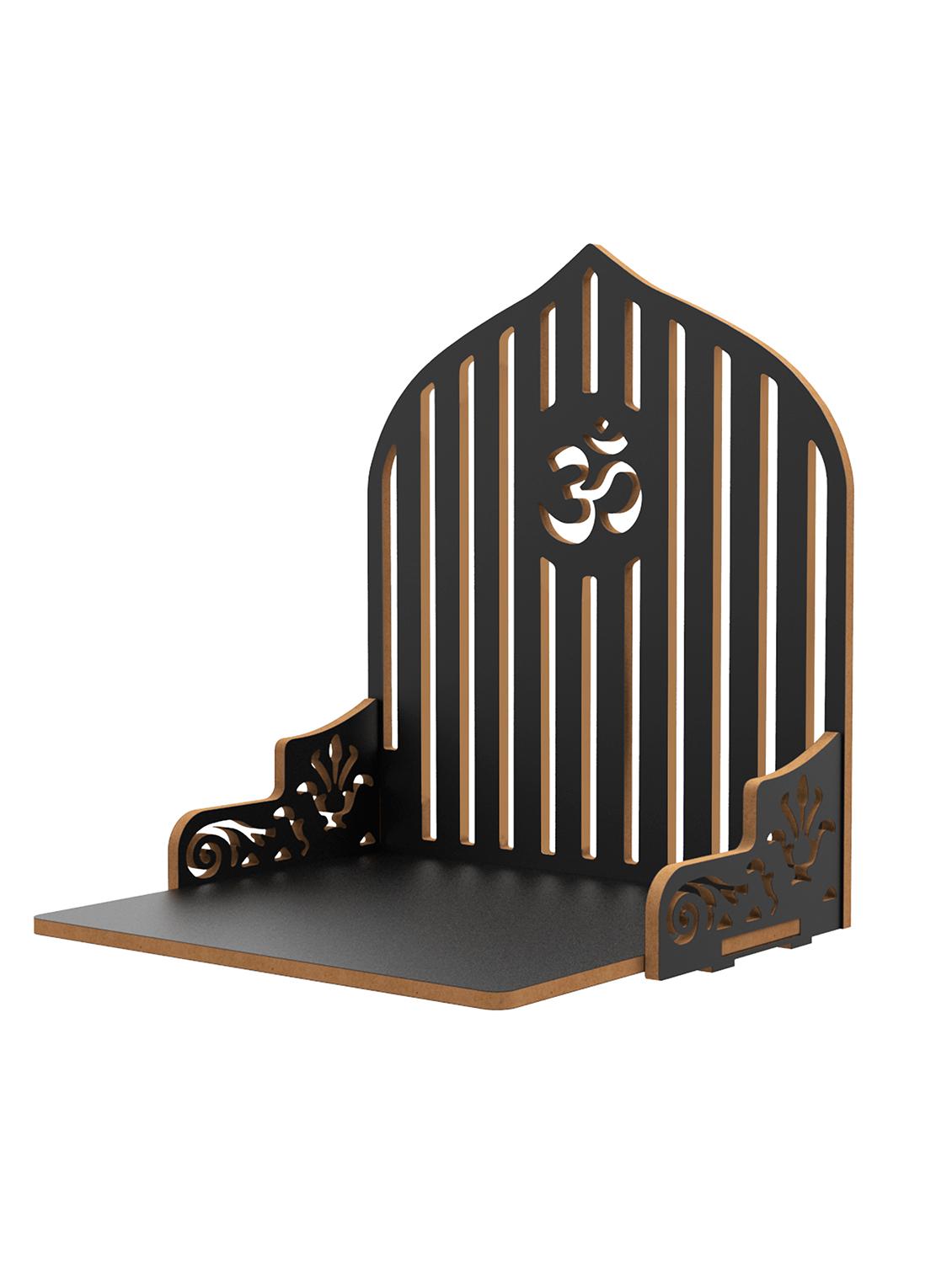 home sparkle engineered wood mandir om wall hanging | wall mounted floating shelf (dark brown) - 18080948 -  Standard Image - 1
