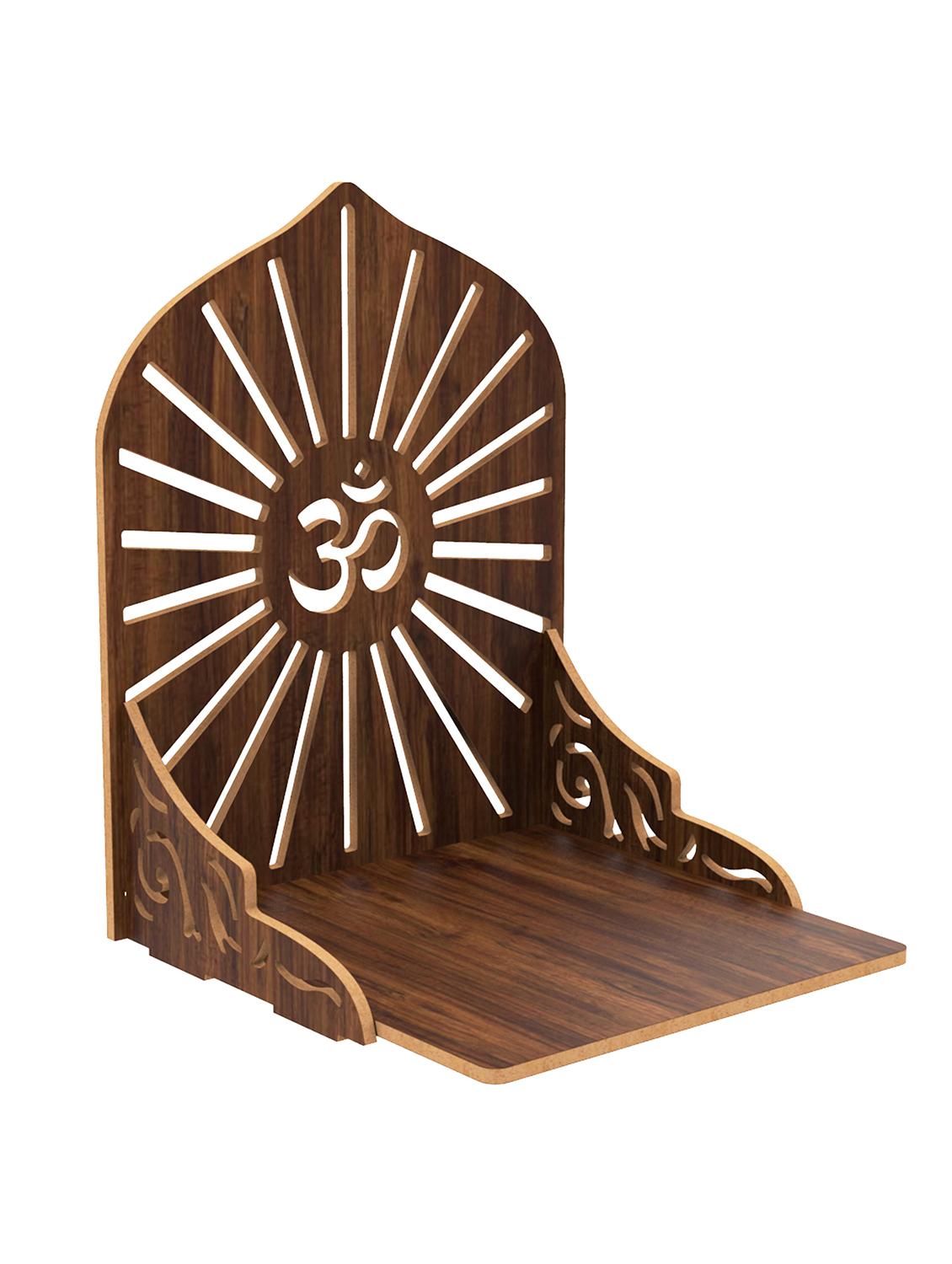 home sparkle engineered wood mandir om wall hanging | wall mounted floating shelf (dark brown) - 18080950 -  Standard Image - 1