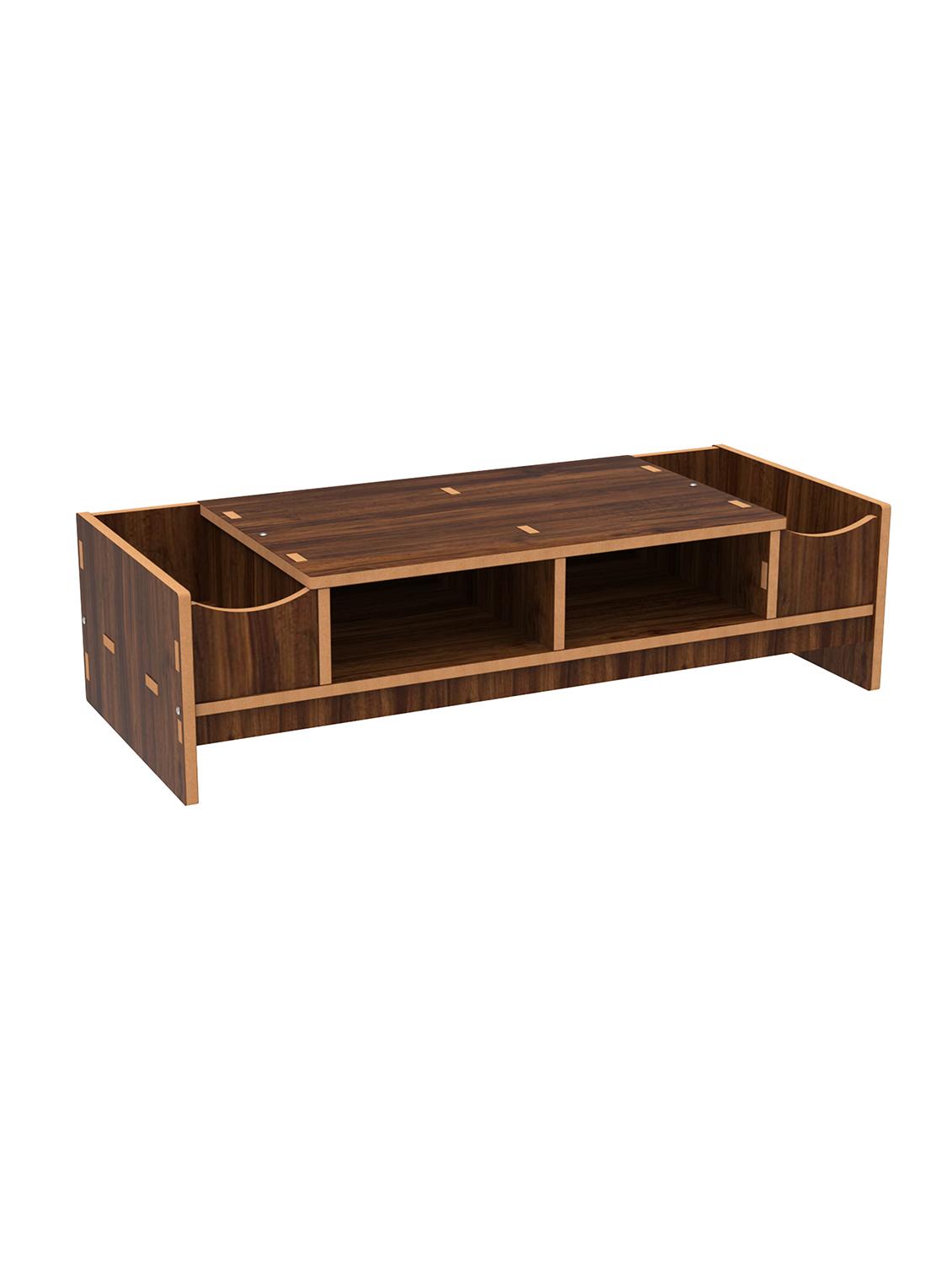 home sparkle mdf desktop monitor stand computer screen riser shelf table drawer - dark brown - 18080984 - Standard Image - 1