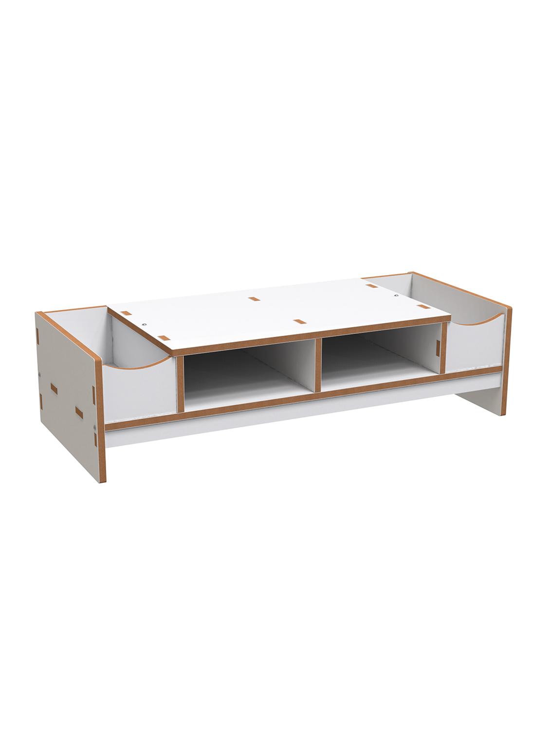 home sparkle mdf desktop monitor stand computer screen riser shelf table drawer - dark brown - 18080987 -  Standard Image - 1
