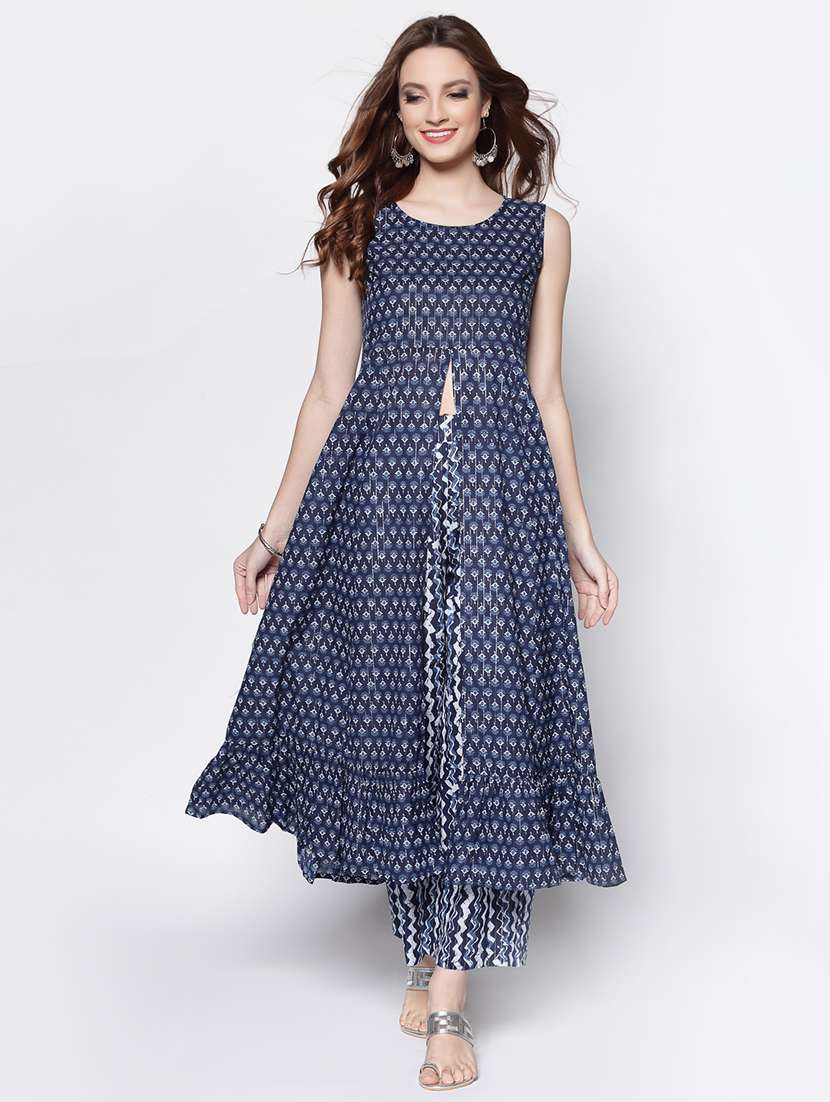 navy cotton aline kurta