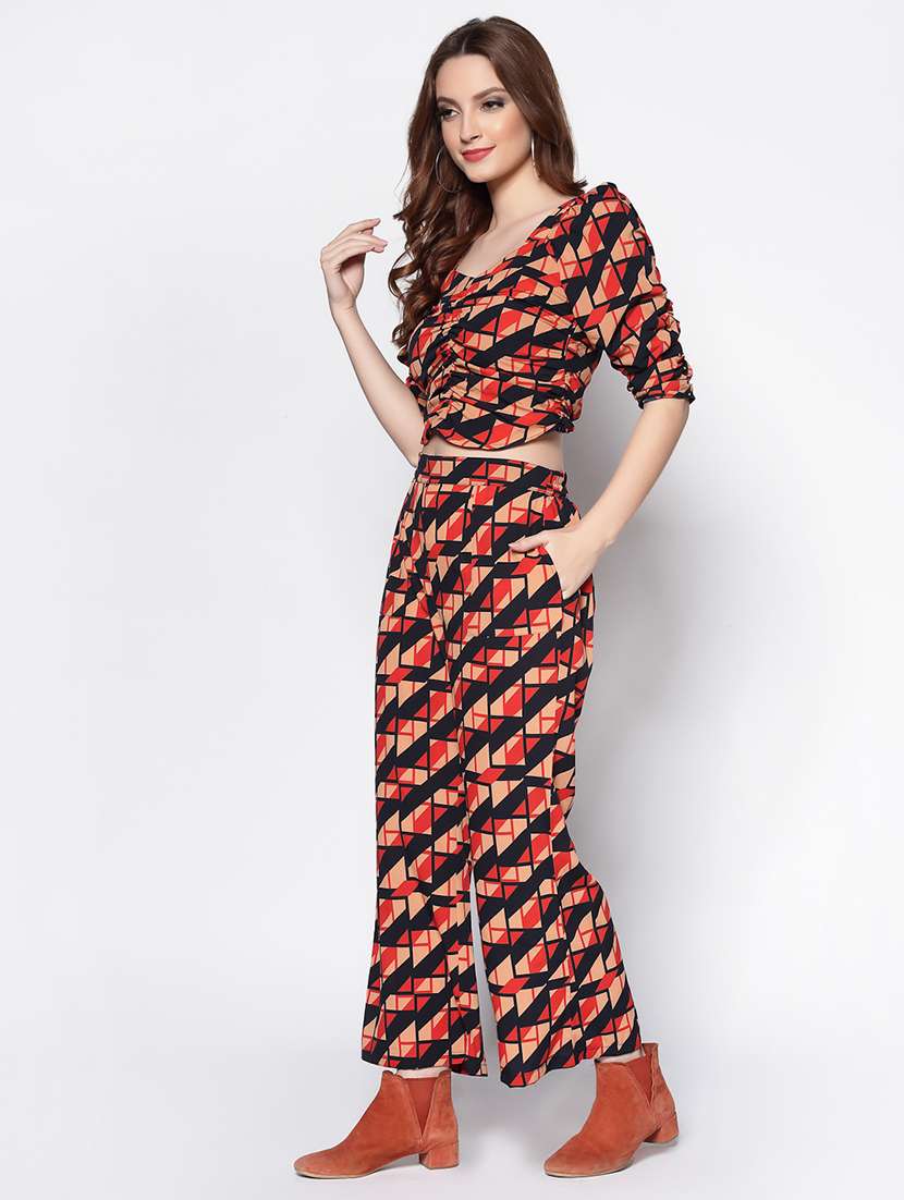 printed crop top & trouser set  - 18081076 -  Standard Image - 1