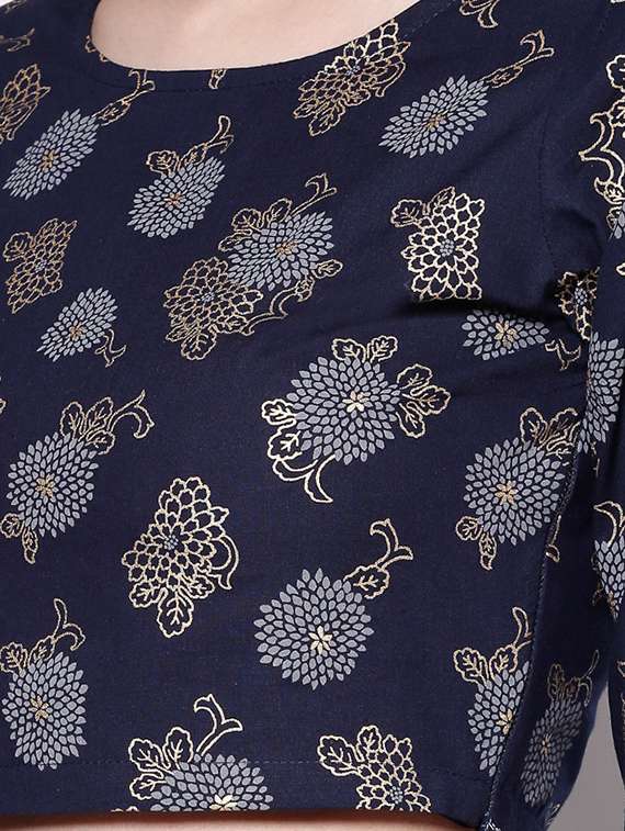 navy blue cotton flared lehenga - 18081211 -  Standard Image - 4